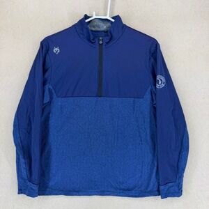 Greyson Golf Pullover Mens Small Blue Quarter Zip Trinity Forest Herringbone